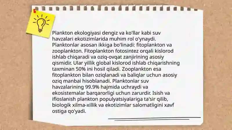 Chòkishni labarotor teshkiruv usullari plankton texnikasi 4