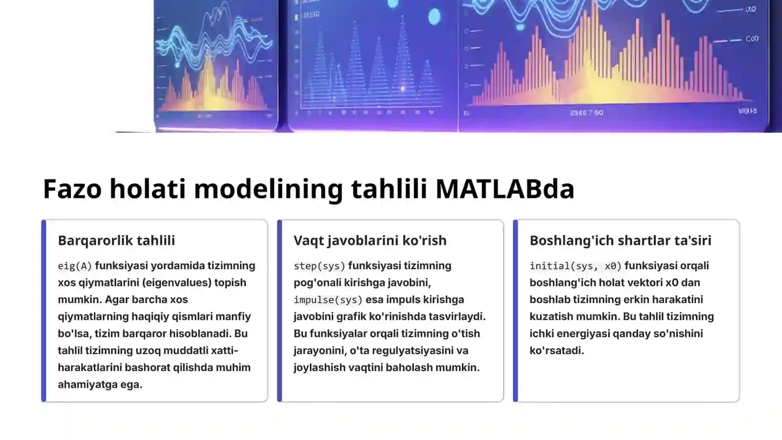 MATLAB yordamida fazo holati modeli asosida tahlil 4