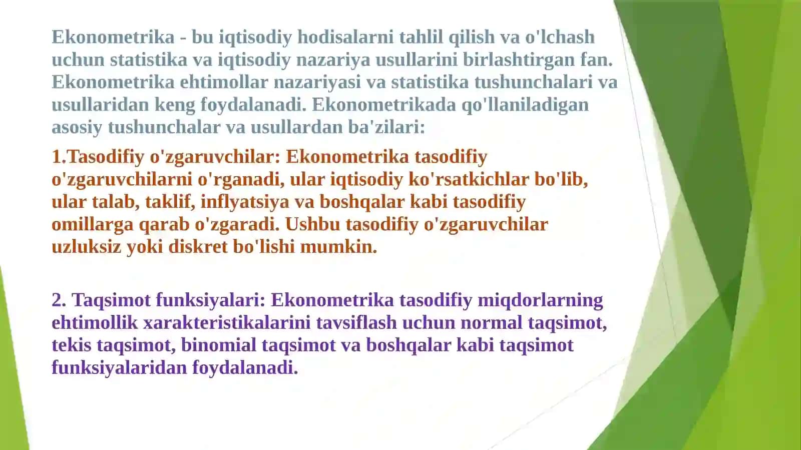 ЭКОНОМЕТРИКАДА ЭҲТИМОЛЛАР НАЗАРИЯСИ ВА СТАТИСТИКАНИНГ АСОСИЙ ТУШУНЧАЛАРИ 4