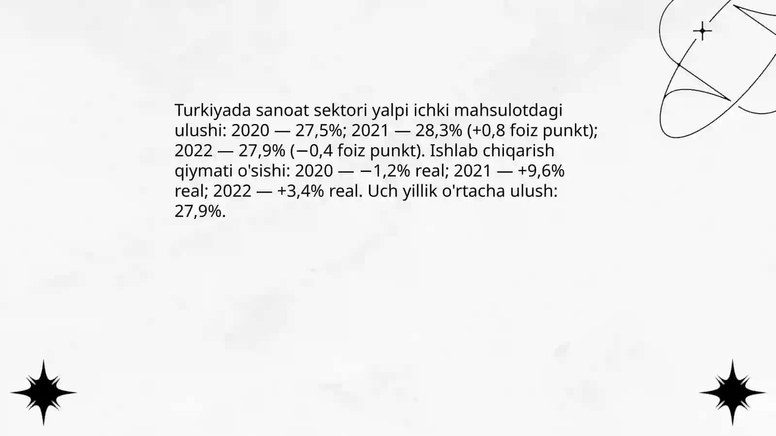 Turkiyaning 3 yillik yalpi ichki mahsuloti va sektorlari 4