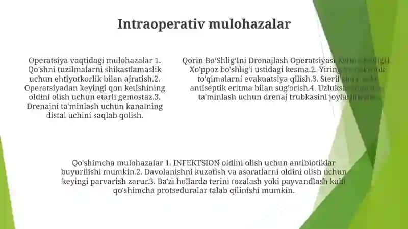 Qorin Bo‘Shlig‘Ini Drenajlash Operatsiyasi Ketma Ketligi 4