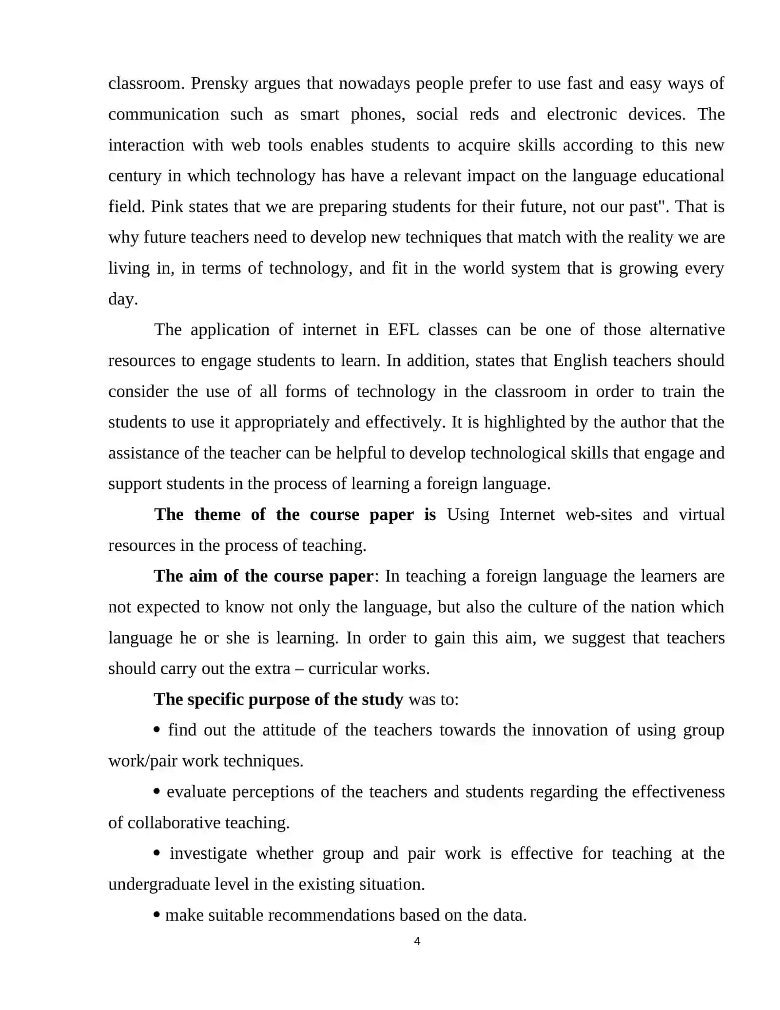 COURSE WORK: USING INTERNET WEB-SITES AND VIRTUAL RESOURCES IN THE PROCESS OF TEACHING 4