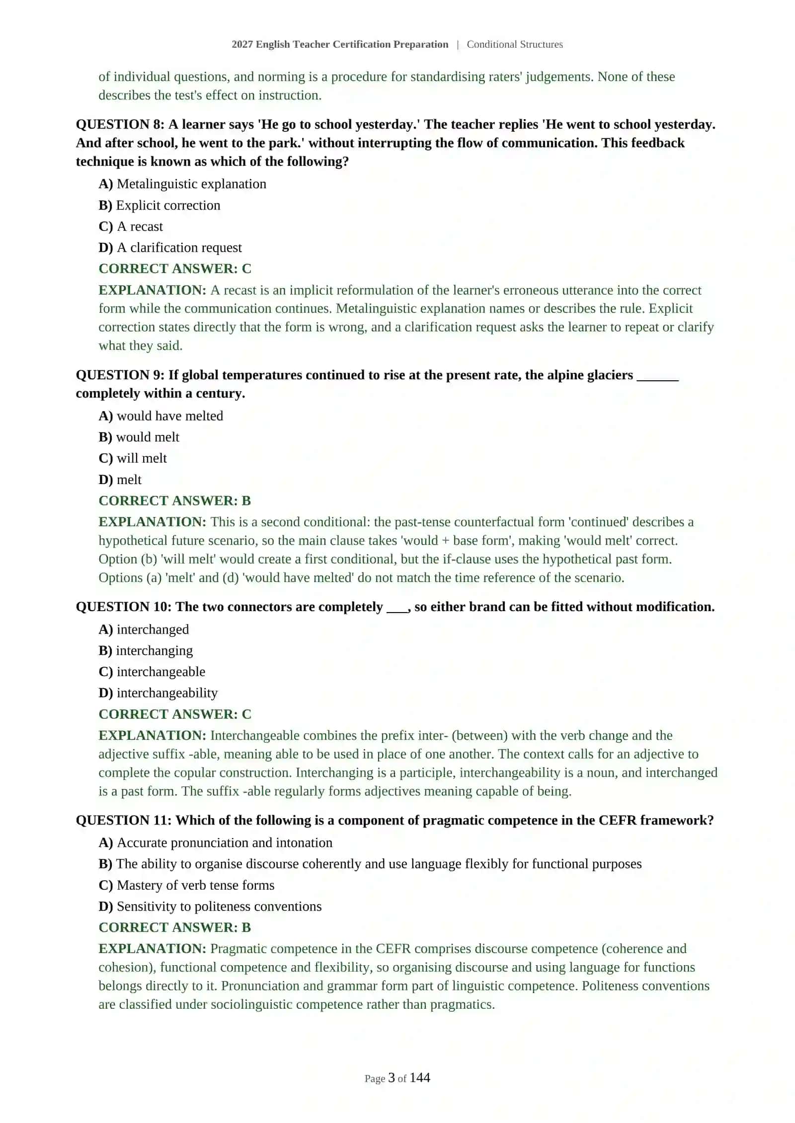 2027 English Teacher Certification Preparation | Conditional Structures 4