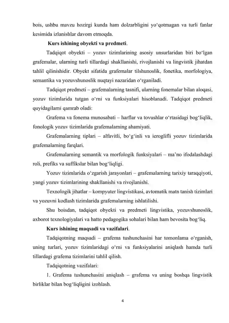 "HOZIRGI O‘ZBEK ADABIY TILI" FANIDAN KURS ISHI 4