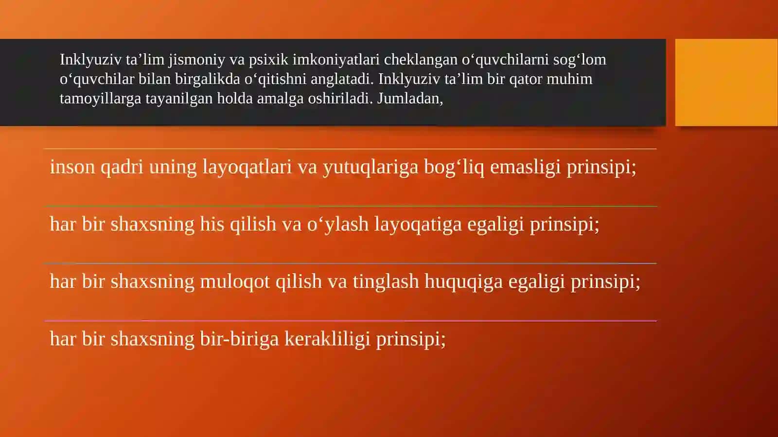 Talabalarga inklyuziv ta'lim kursining predmeti, maqsadi va vazifalari 4