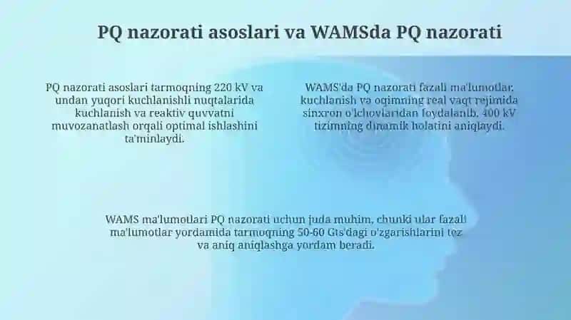 WAMS tizmlarida Wide area monitoring system PQ nazorati 4