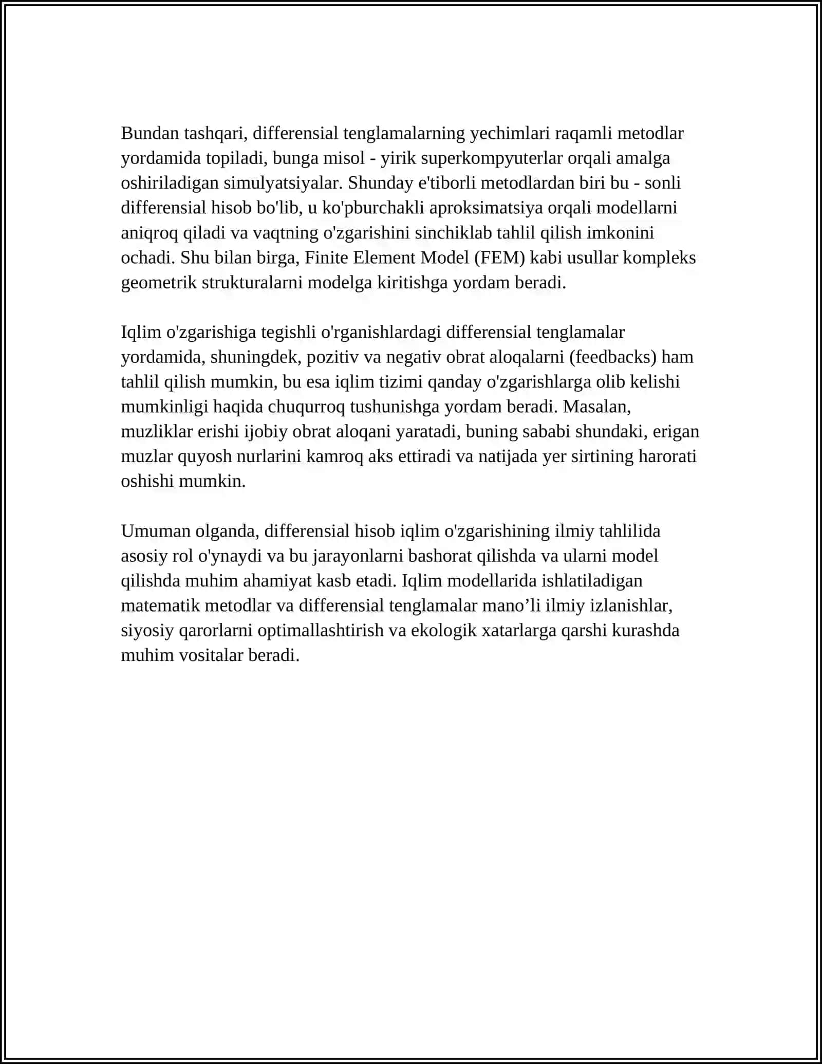 IQLIM VA OB-HAVO MODELLASHTIRISHDA DIFFERENSIAL HISOB TADBIQLARI 4