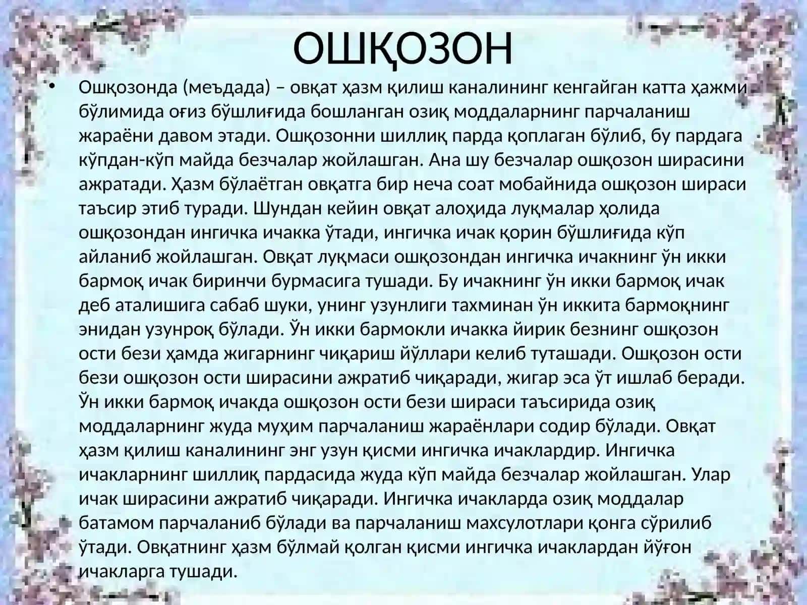 ОВҚАТ ҲАЗМ ҚИЛИШ СИСТЕМАСИ 4