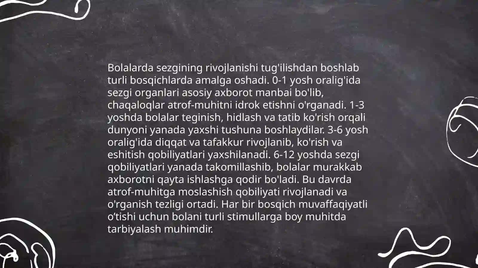Sezgi, bolalarda sezgining rivojlanishi 4