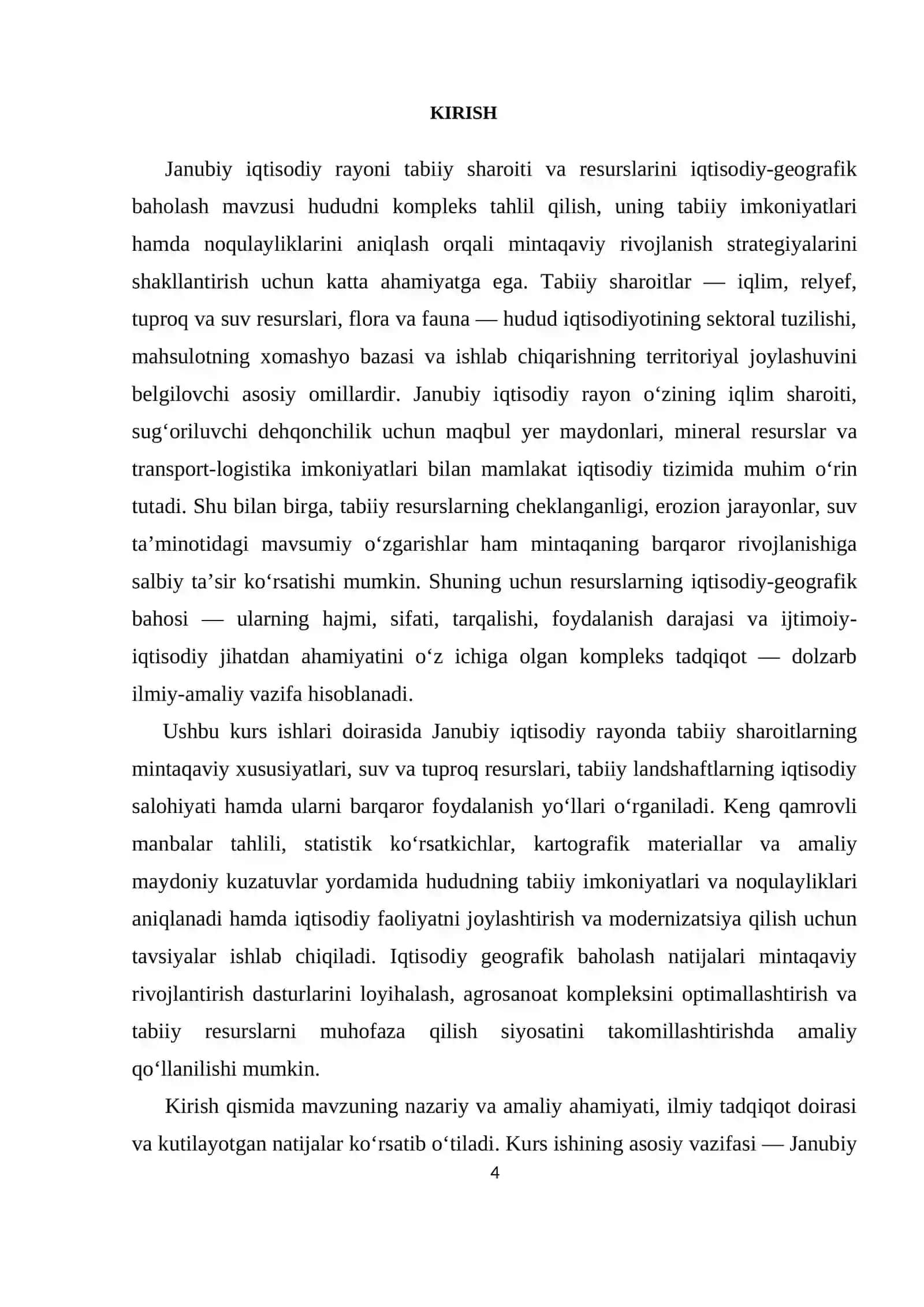 Janubiy iqtisodiy rayoni tabiiy sharoiti va resurslarini iqtisodiy–geografik baholash 4