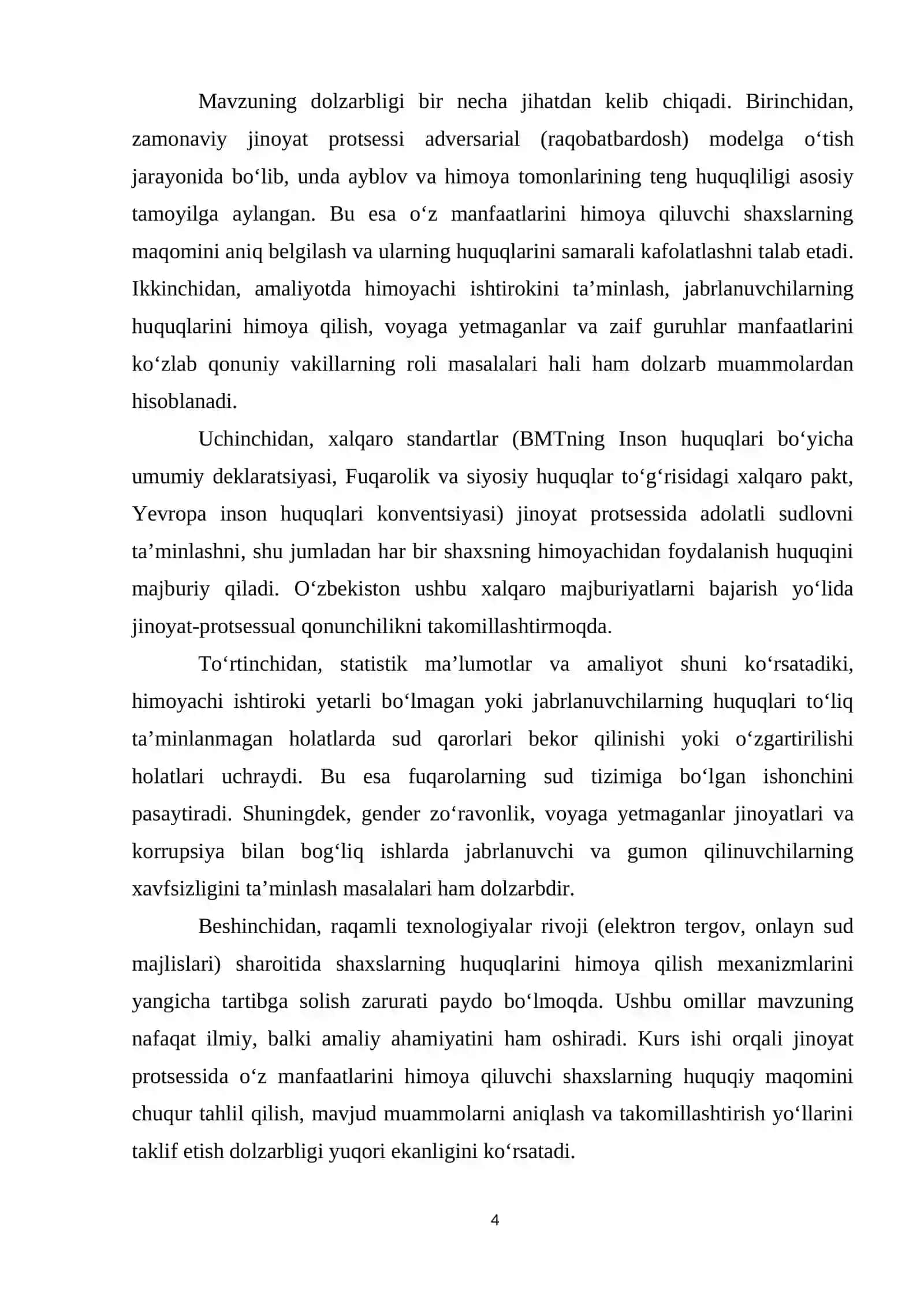 Jinoyat protsessida o‘z manfaatlarini himoya qiluvchi shaxslar maqomi. 4