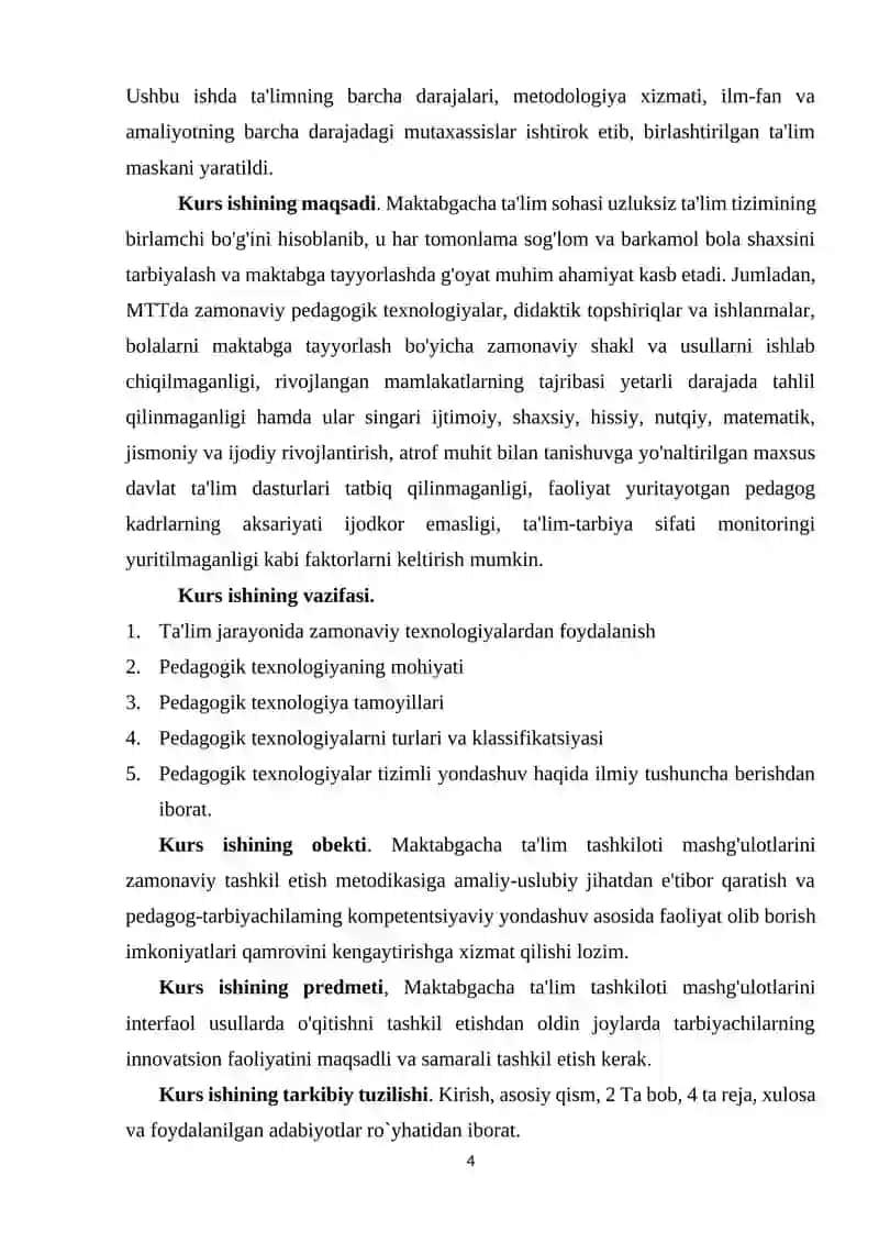 PEDAGOGIK TEXNOLOGIYALARNI OʻQUV JARAYONLARIGA TADBIQ ETISH USULARI 4