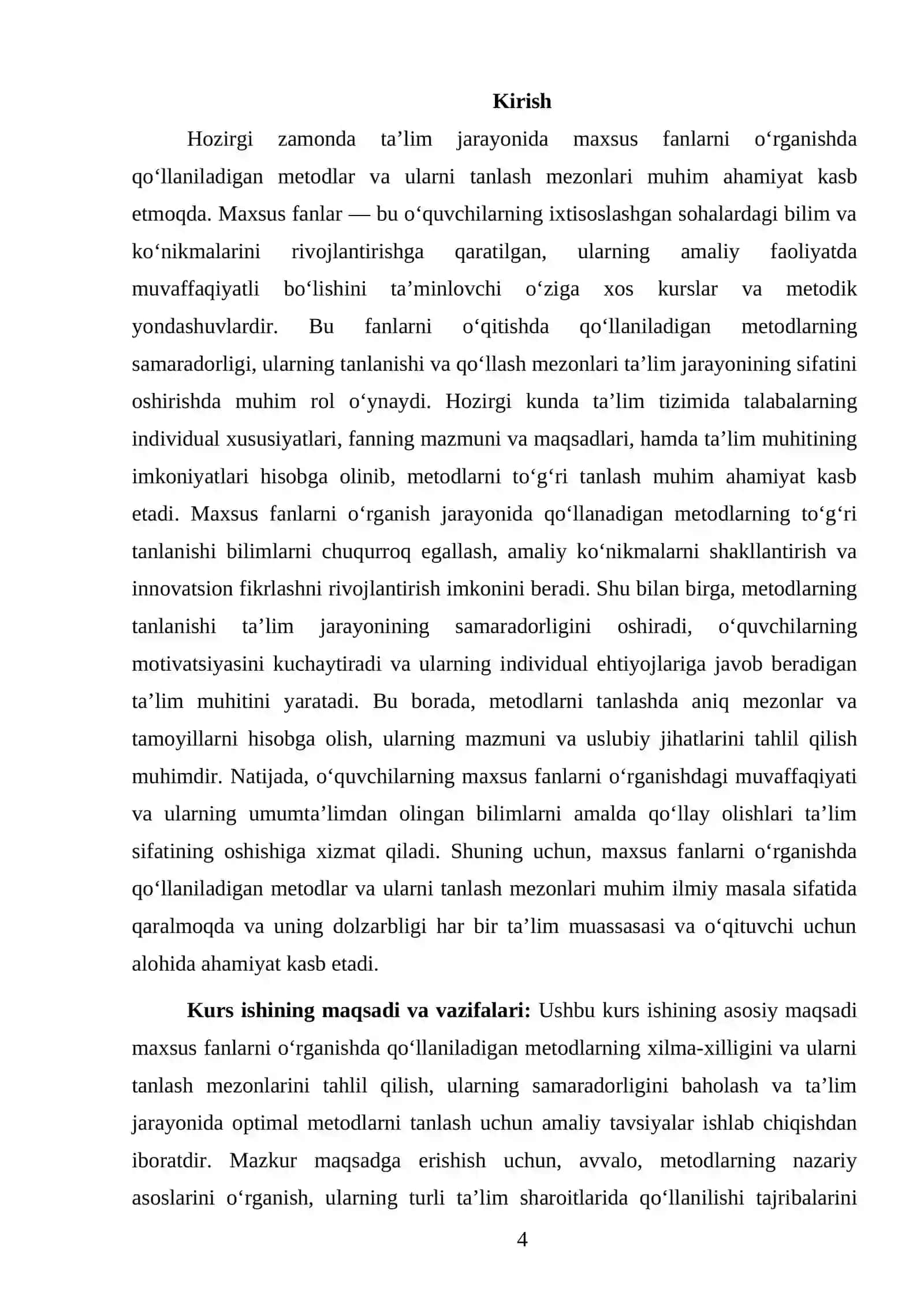 MAXSUS FANLARNI OʻRGANISHDA QOʻLLANADIGAN METODLAR VA ULARNI TANLASH MEZONLARI 4