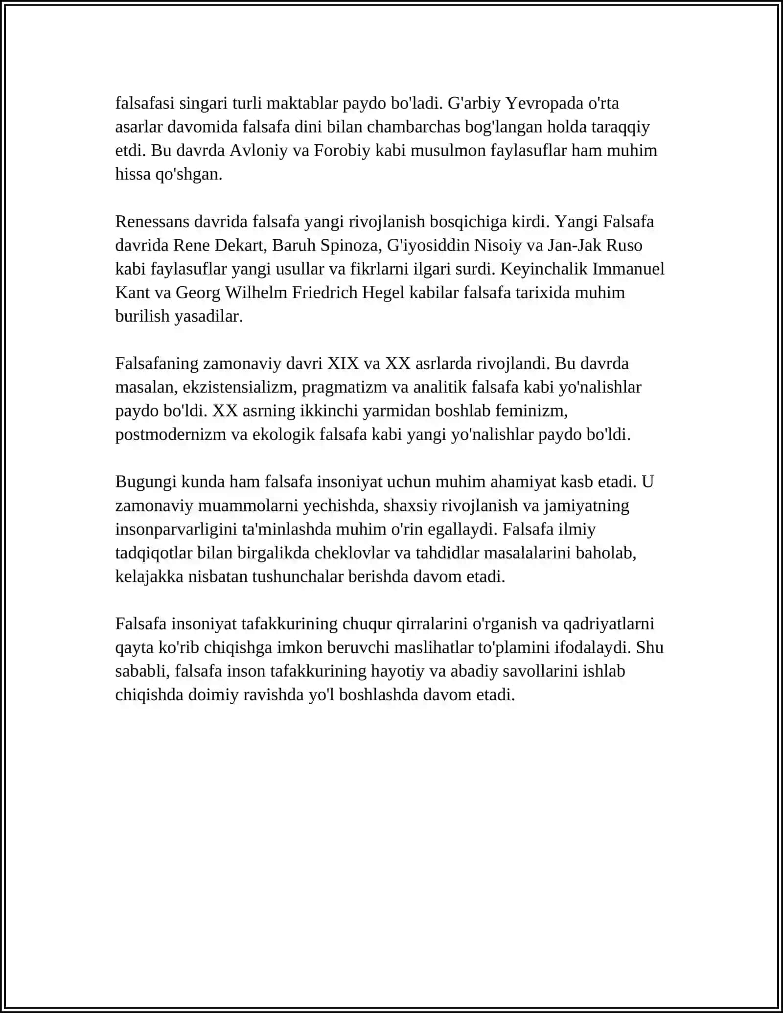 FALSAFANING MOHIYATIGA OID SHARQ VA GʻARB MUTAFAKKIRLARINING TAʼRIFLARINI TASNIFLASH 4