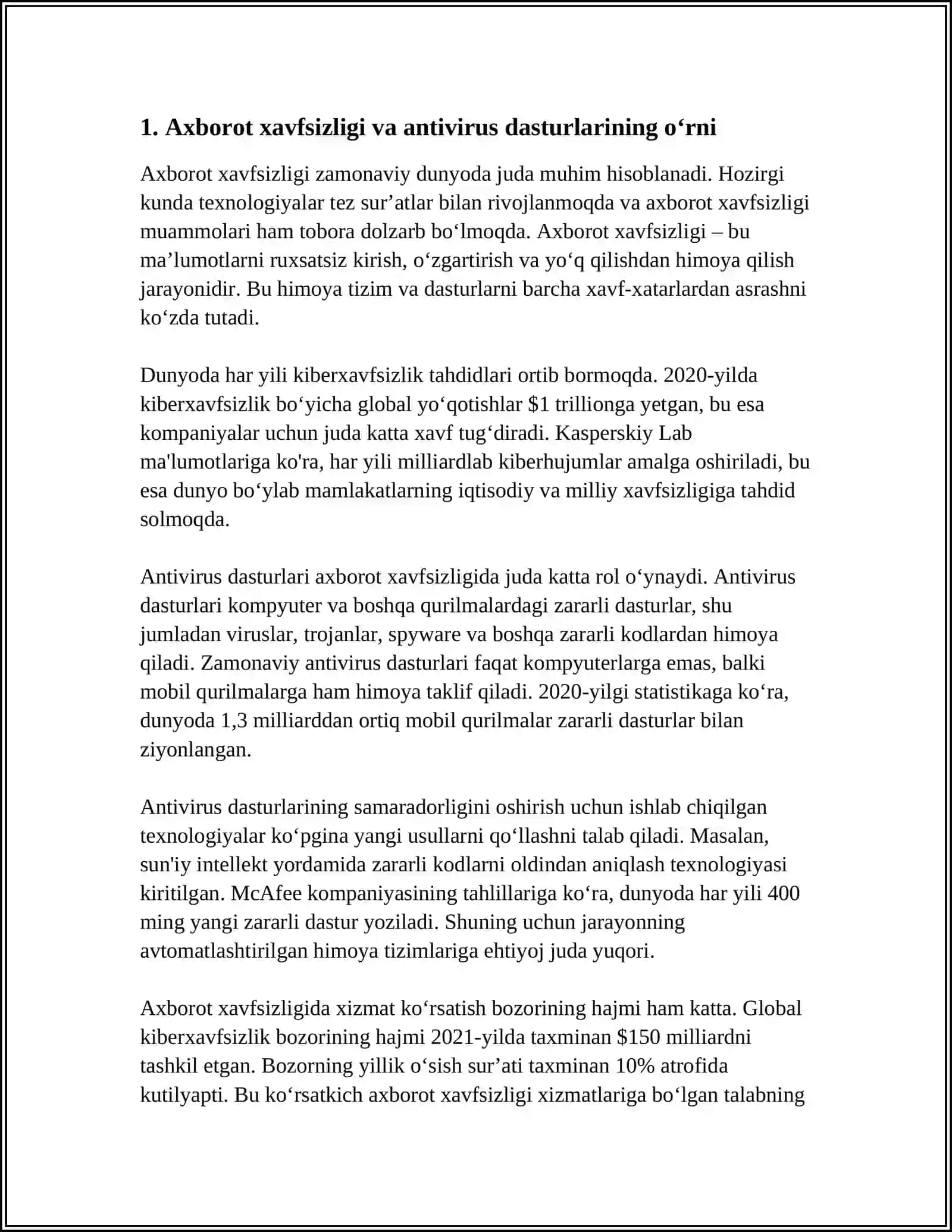 AXBOROTNI FOYDALANUVCHANLIGINI TA’MINLASHDA ANTIVIRUS, IDS, IPS, TE VOSITALARINING O‘RNI 4