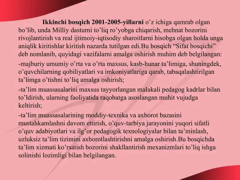 O’zbekiston Respublikasi Ta’lim Tizimini Rivojlantirishning Konseptual Asoslari 4