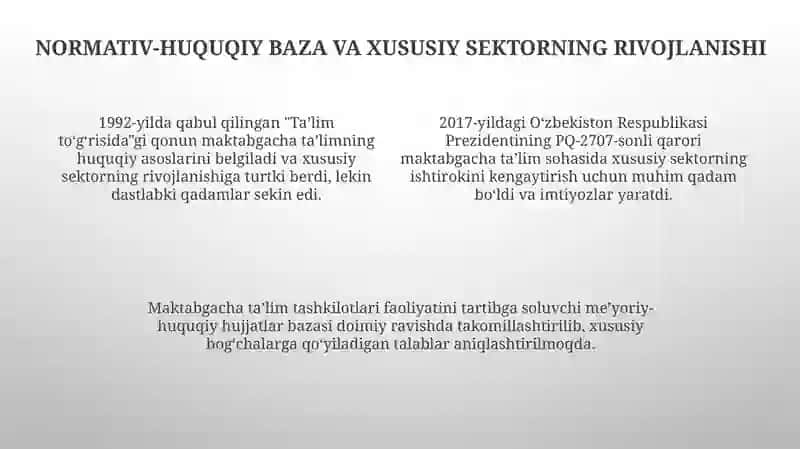 O’zbekiston mustaqilikka erishgandan keyngi davrdagi maktabgacha ta'lim 4