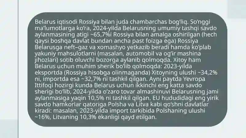Belarussiya Davlatining Taşqiiqtisodiy Aloqalari 4