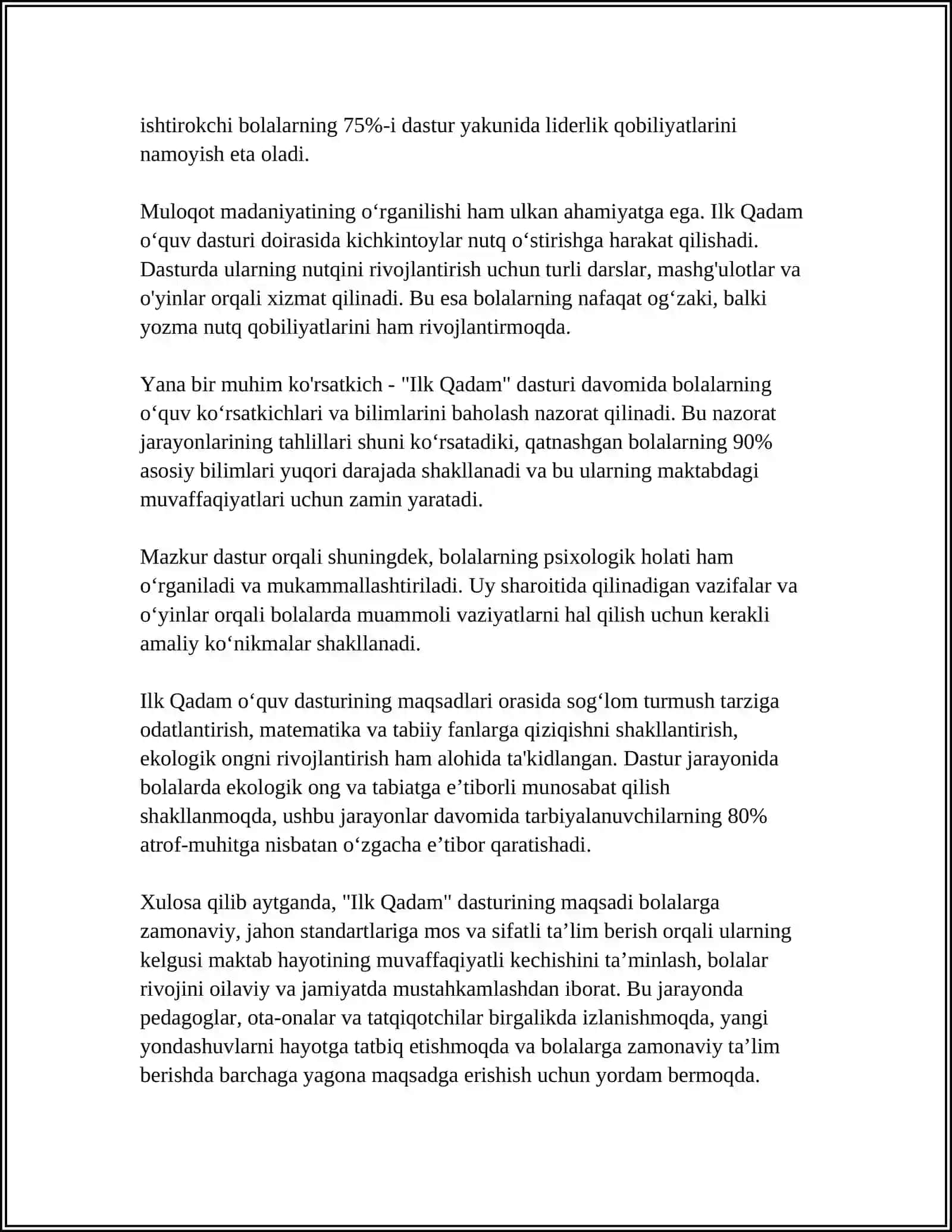 ILK QADAM O'QUV DASTURI HAQIDA MALUMOT 4