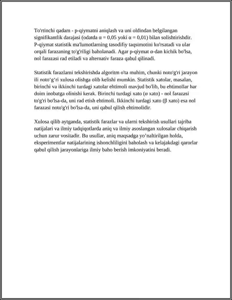 STATISTIK FARAZLAR VA ULARNI TEKSHIRISH USULLARI 4