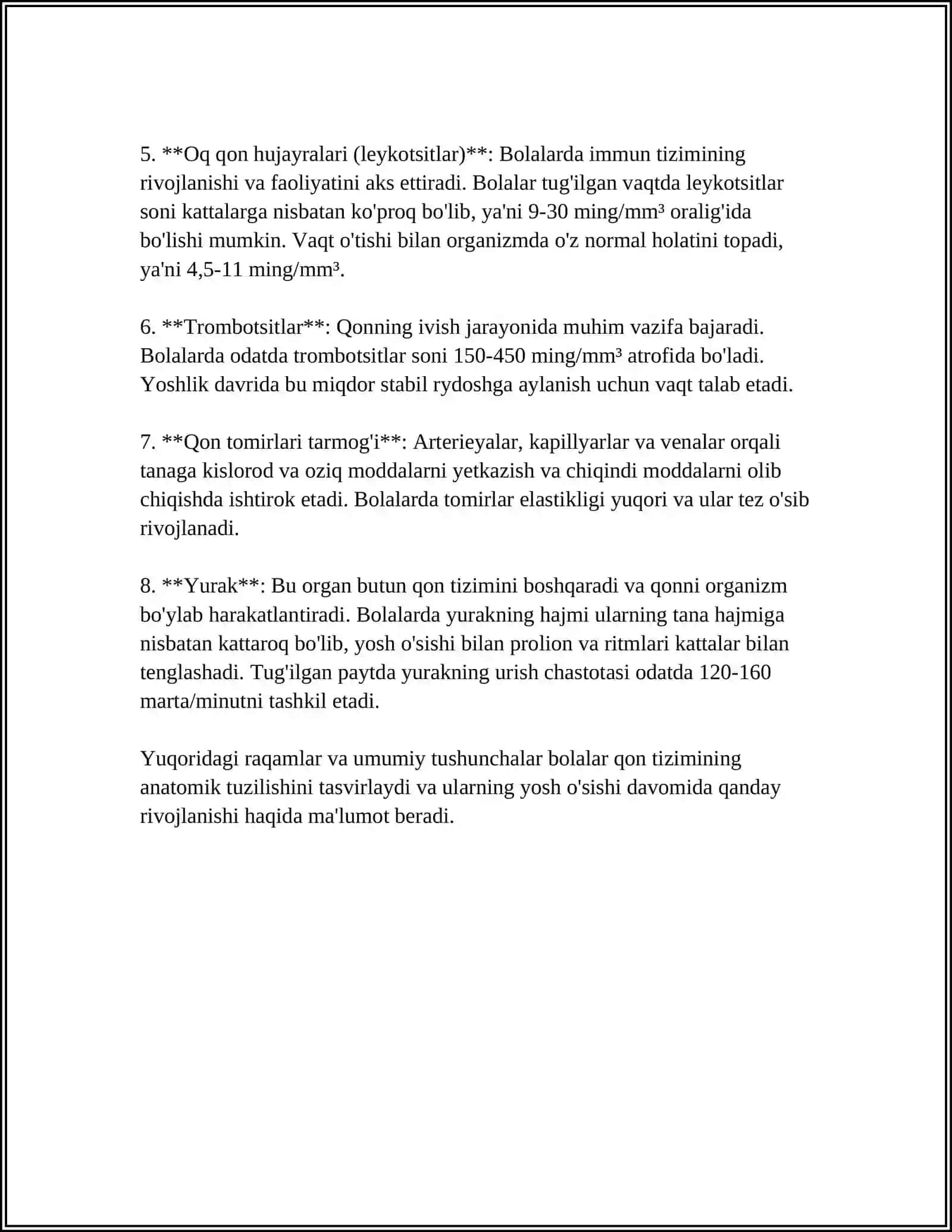 BOLALARDA QON YARATISH TIZIMI ANATOMO-FIZIOLOGIK HUSUSIYATLARI 4