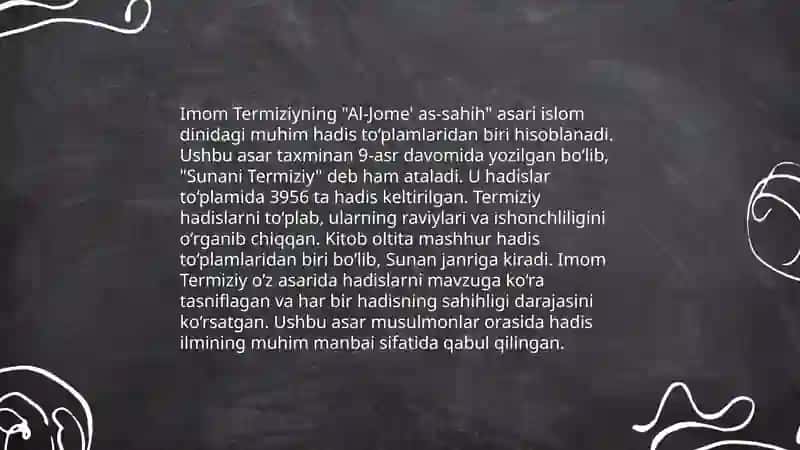 Imom Buxoriy va imom Termiziyning hadis ilmiga qoshgan hissalari 4