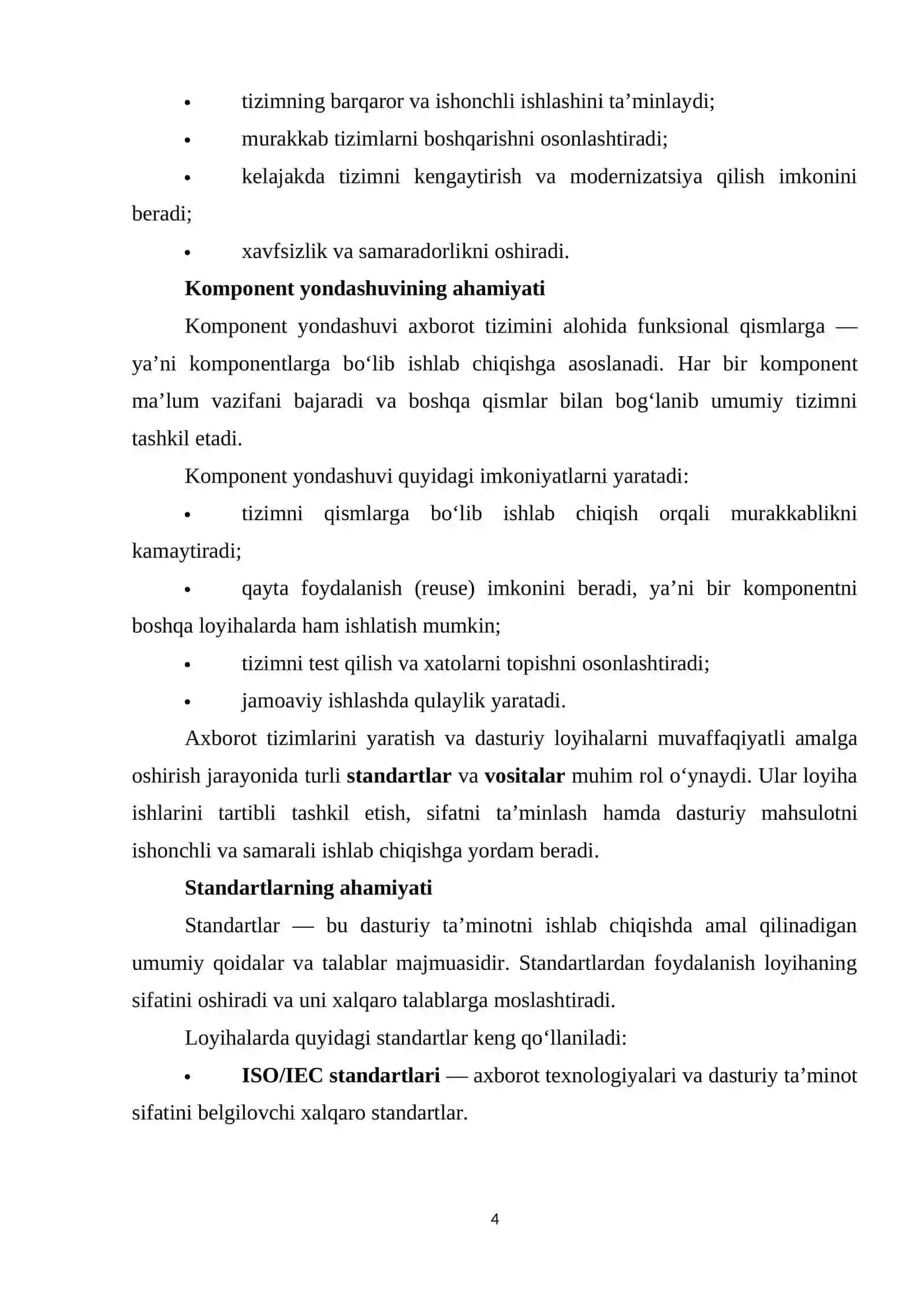 ARXITEKTURA SPETSIFIKATSIYASI VA AMALIY QISM 4