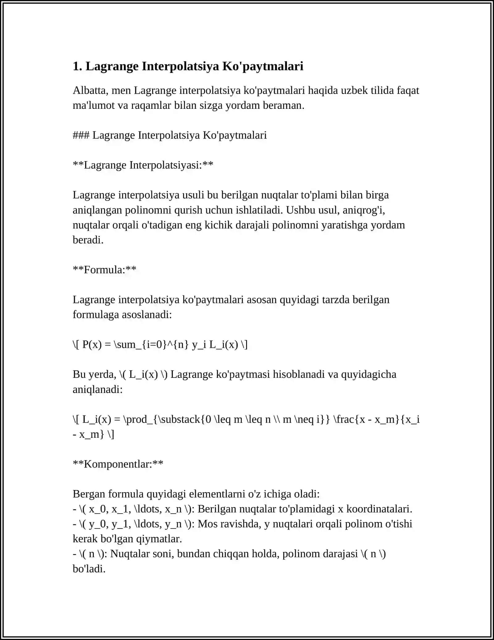 Lagrange Interpolatsiyasi 4