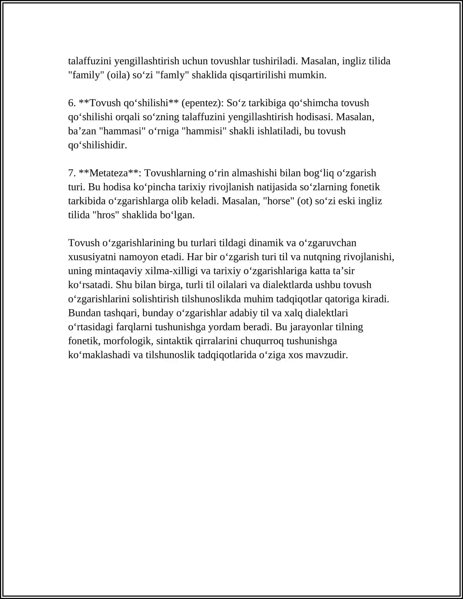 MUAYYAN MATNDAGI TOVUSH OʻZGARISHLARINI TOPISH VA IZOHLASH 4