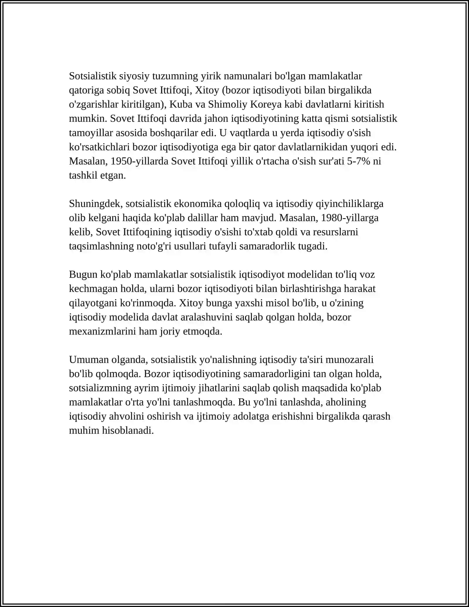BOZOR IQTISODIYOTIGA MUXOLIF SOTSIALISTIK YOʻNALISH MOHIYATI VA UNING TARIXIY TAQDIRI 4