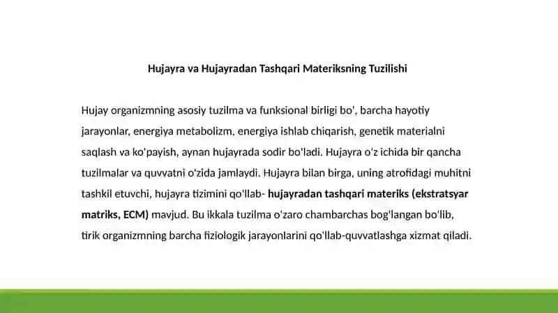 Hujayrava Hujayradan Tashqarimateriksining Tuzilishi 4
