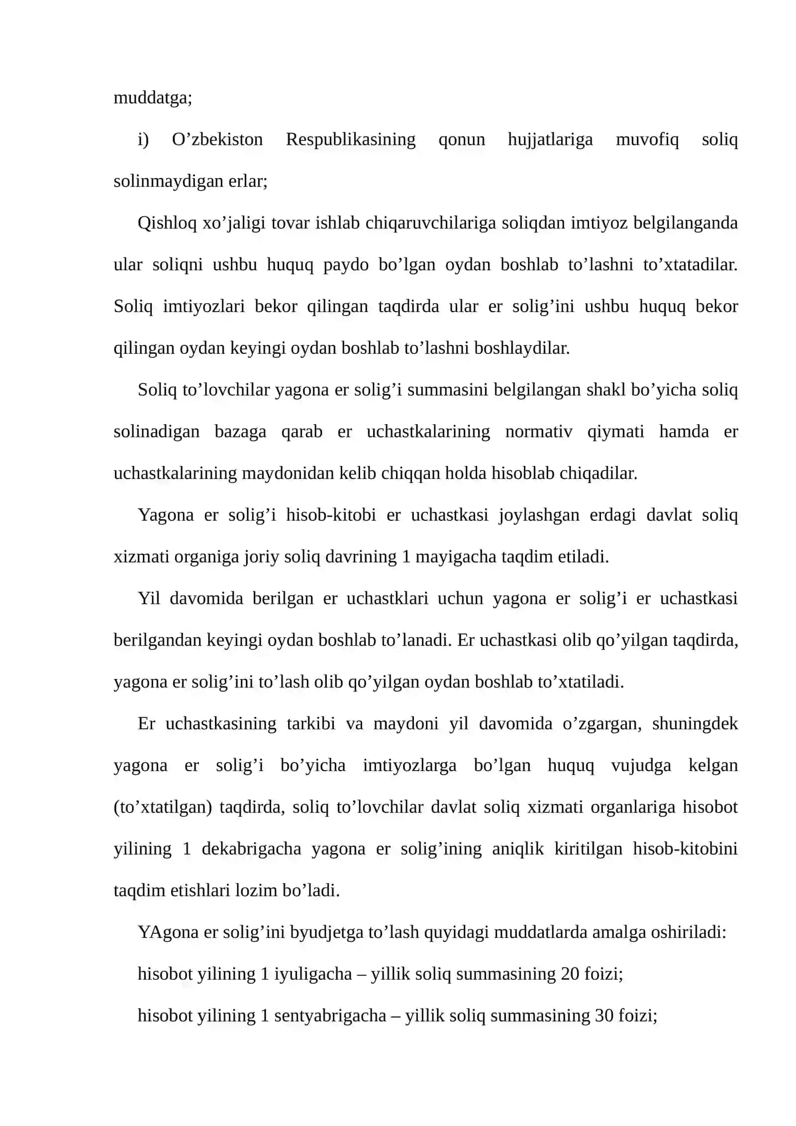 Yagona er solig’i to`lovchilar, soliq ob’ekti va stavkalar 4