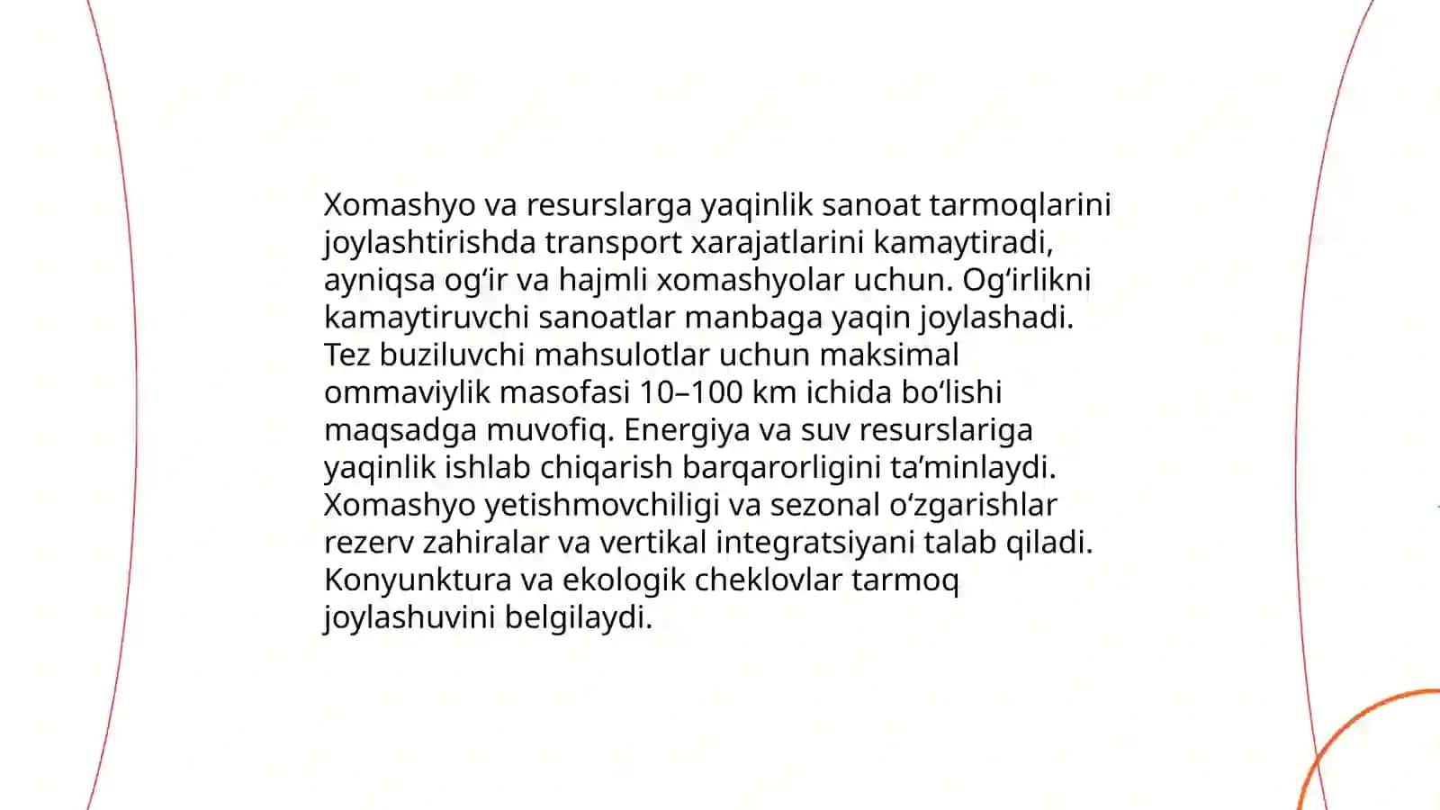 Sanoat tarmoqlarini joylashtirishning omillari 4