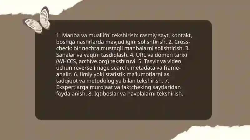 Axborotlarni mustaqil tahlil qilish koʻnikmalarini egallash 4