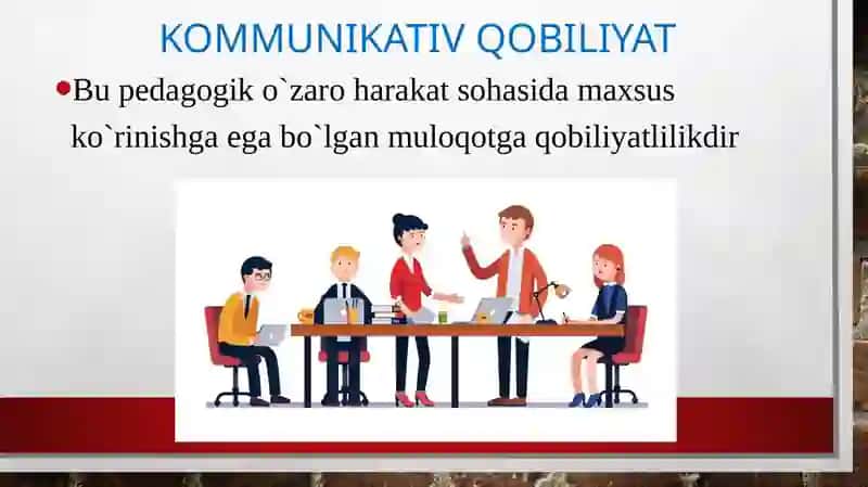 Kommunikativ malakalar va ta`sir ko`rsatish. O`qituvchi faoliyatida muomala madaniyati va psixologiyasi. Pedagogik texnika haqida tushuncha 4