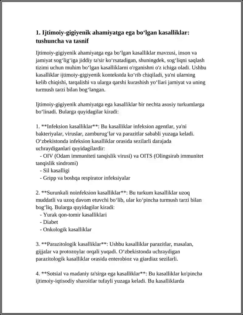 IJTIMOIY-GIGIYENIK AHAMIYATGA EGA BÒLGAN KASALLIKLAR, ULARNI ÒRGANISH, ULARNI KAMAYTIRISHDA OILAVIY SHIFOKORLARNING ROLI 4