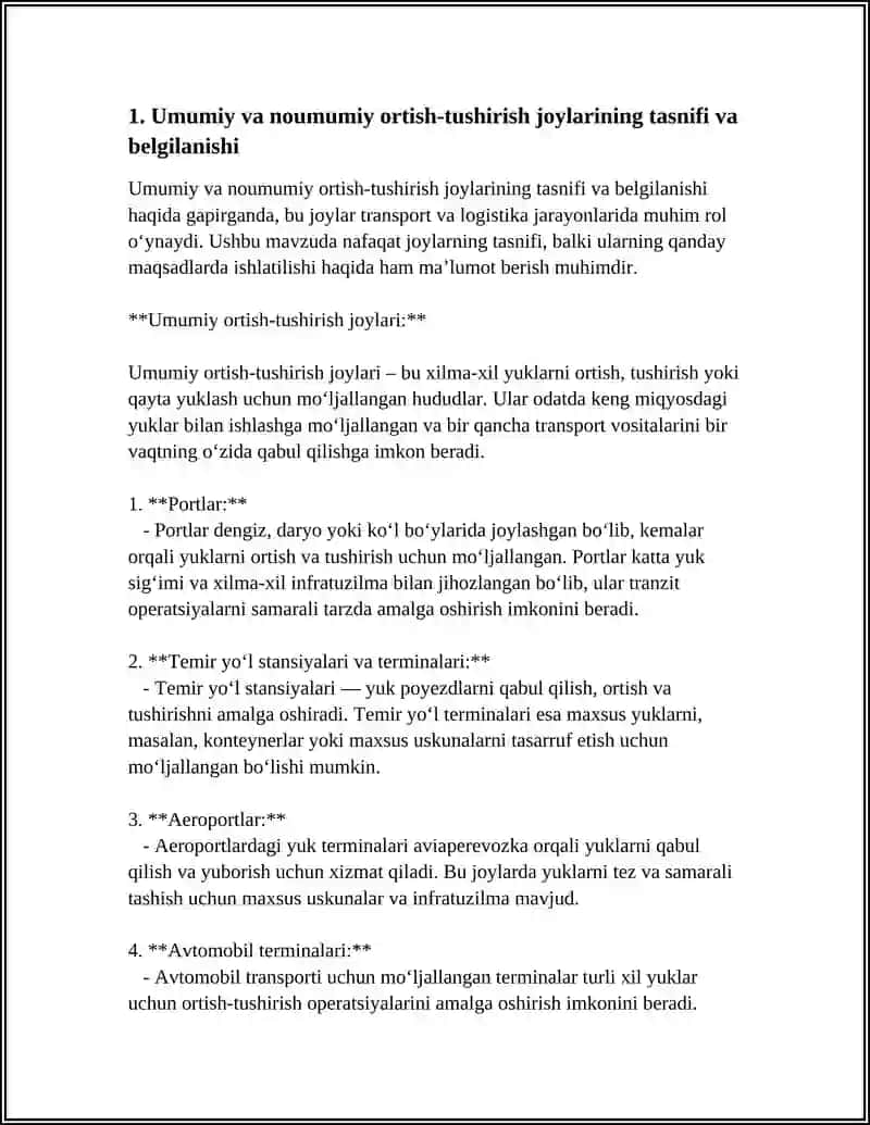 O‘zbekiston Respublikasi Temir Yo‘l Ustavi Umumiy va Noumumiy Joylar hamda Ortish-Tushirish Ishlari 4