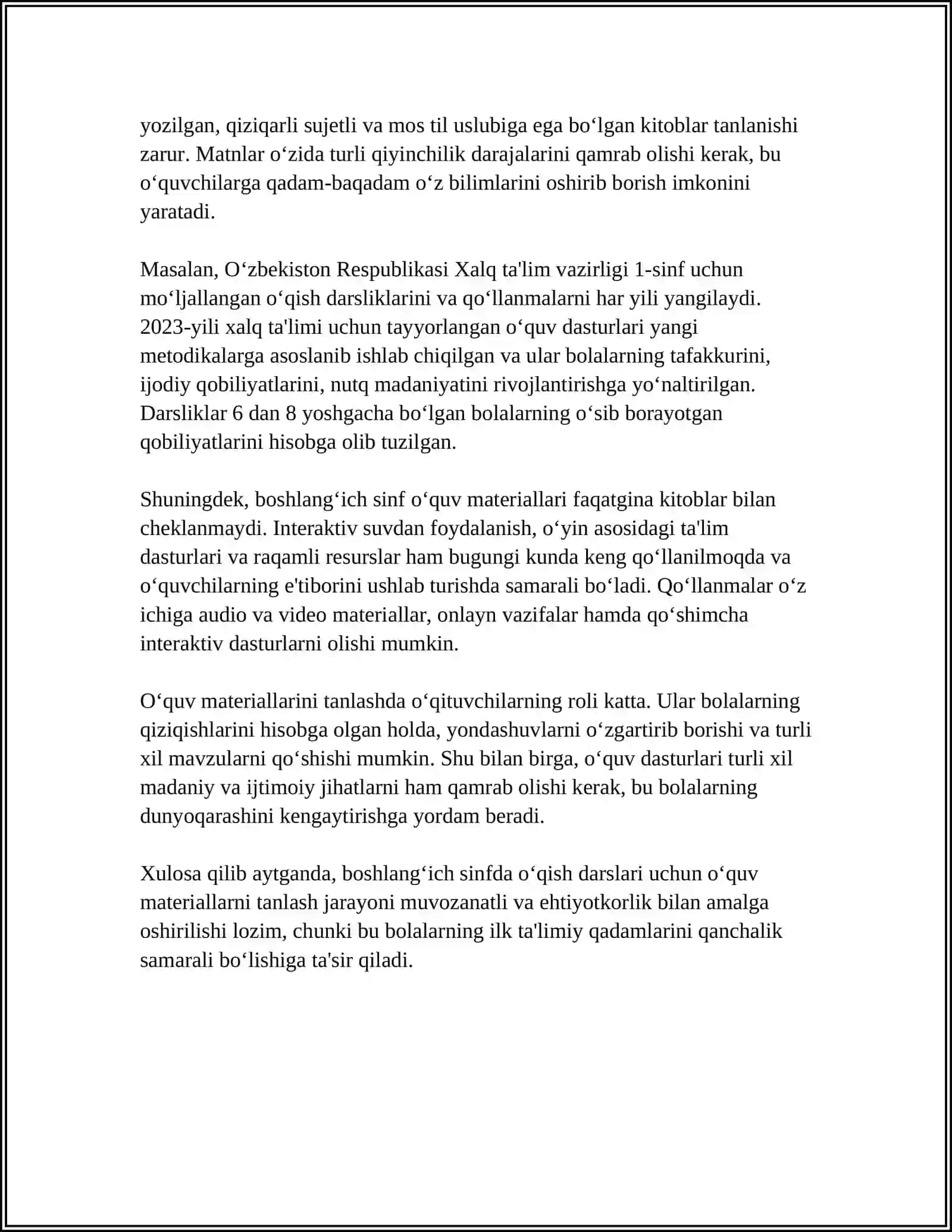 Boshlangʻich sinfda o‘qish darslari tashkil etish 4