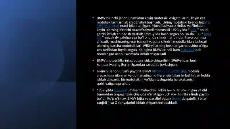 BMW korxonasi haqida rivojlanish tarixi 4