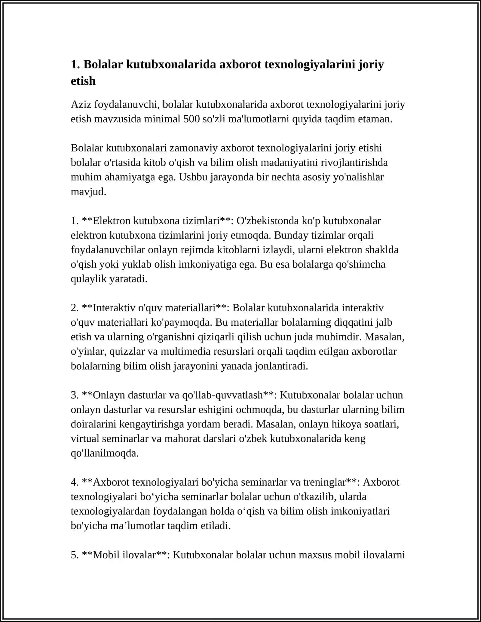 BOLALAR KUTUBXONASI ZAMONAVIY RIVOJLANISH MUAMMOLARI 4