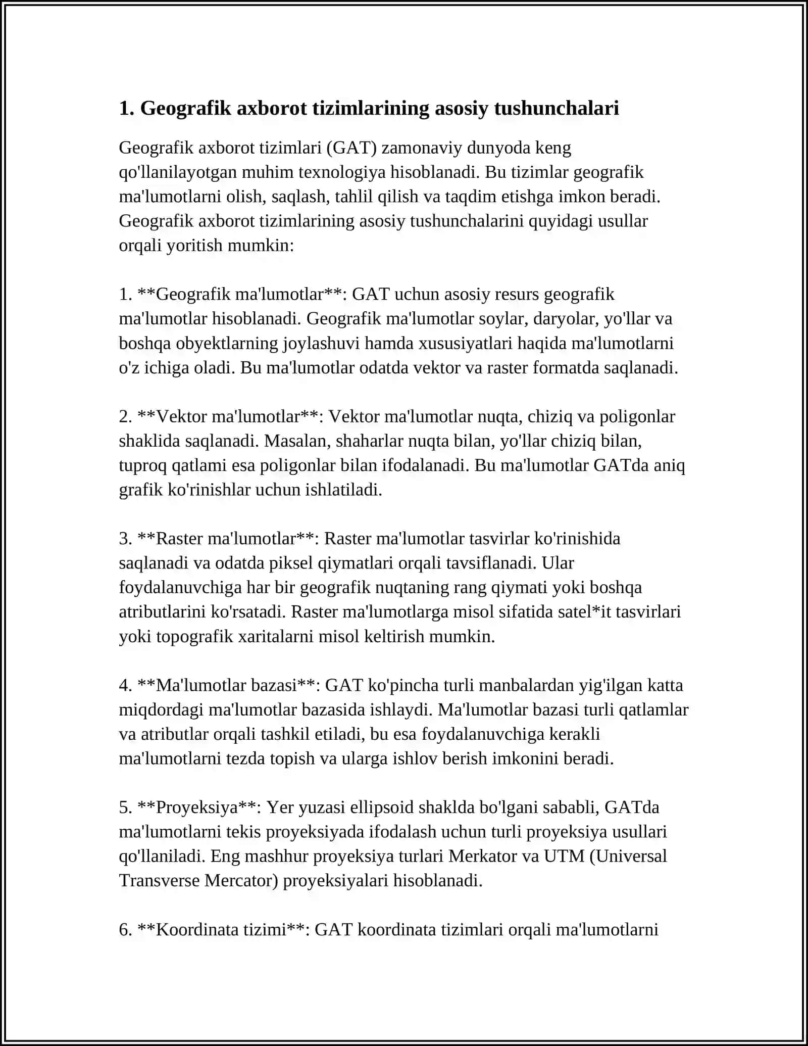 Geografik axborot tizmlari va asoslari 4