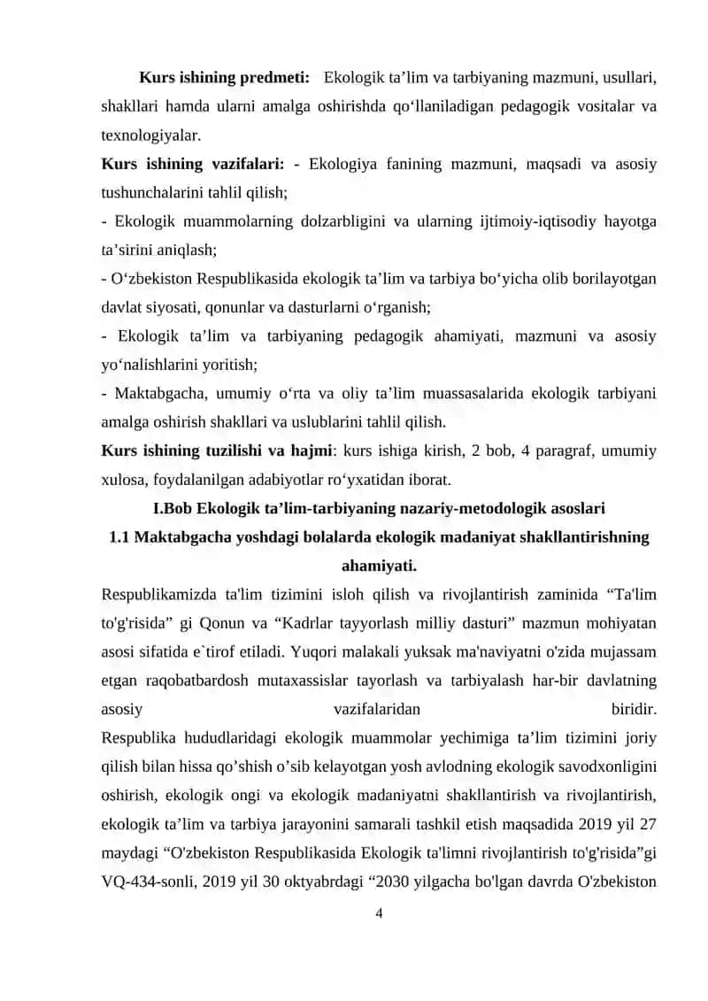 Ekologiya. Ekologik ta'lim- tarbiya mazmuni 4