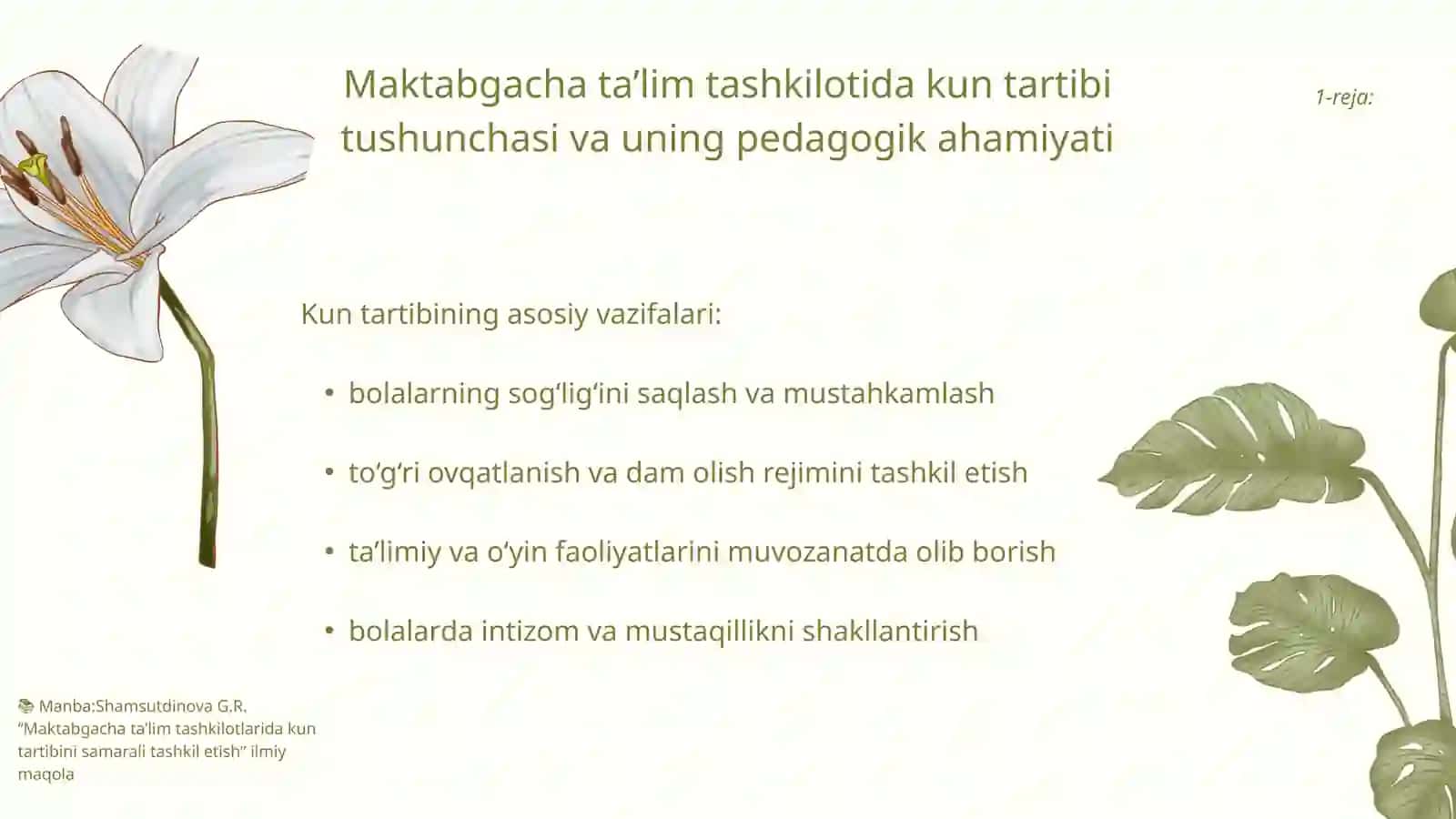 Maktabgacha taʼlim tashkilotida bolalarni kun tartibini rejalashtirish. 4