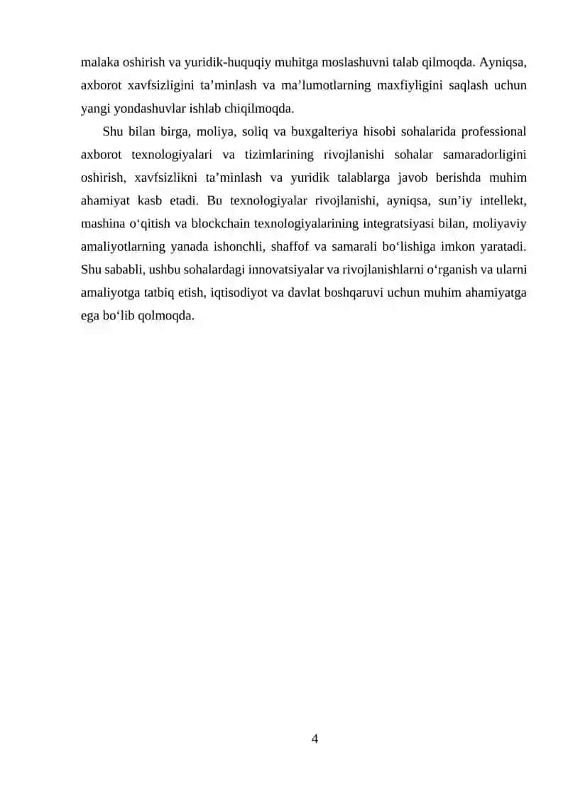 "Moliya, soliq va buxgalteriya hisobi sohasidagi professional axborot texnologiyalari va tizimlar" 4