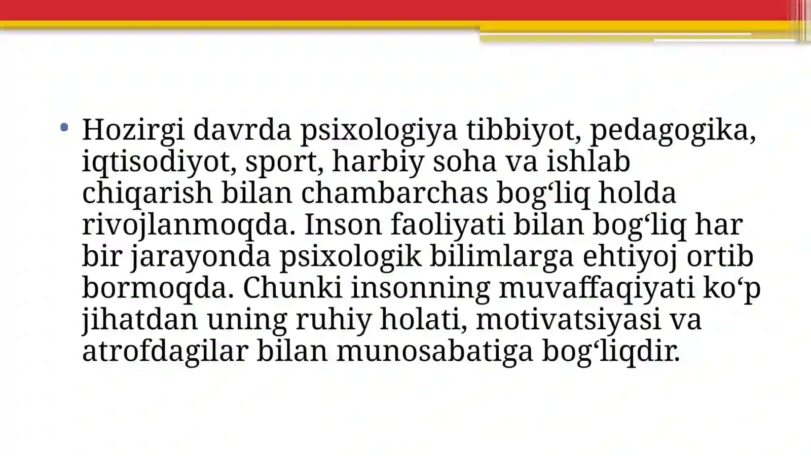 Hozirgi zamon psixologiyasining tarmoqlari 4
