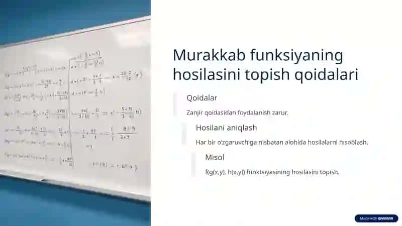 Ko‘p o‘zgaruvchili murakkab funksiyaning hosilasi 4
