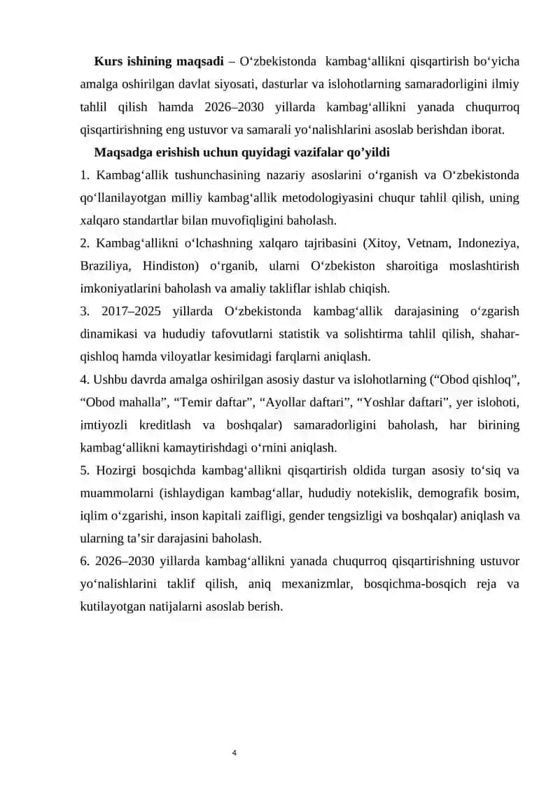 Oʻzbekistonda kambagʻallikni qisqartirishning asosiy yo'nalishlari 4