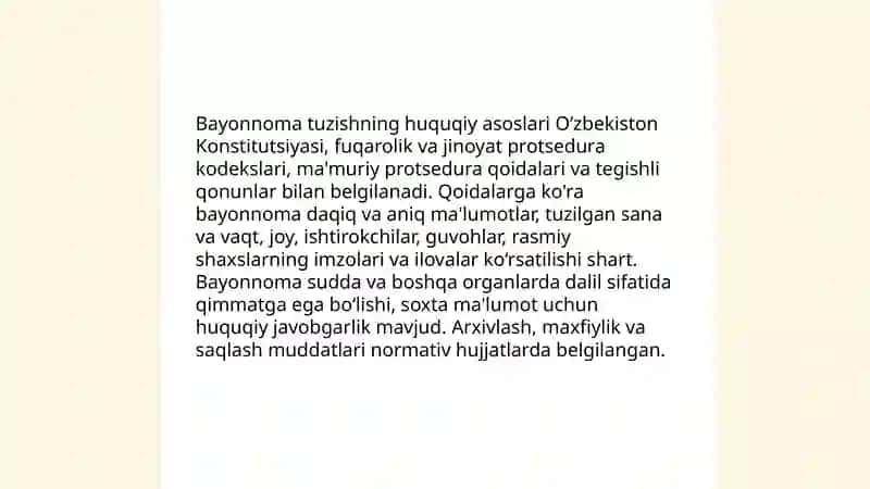 Bayonnoma (protokol) tuzish qoidalari 4