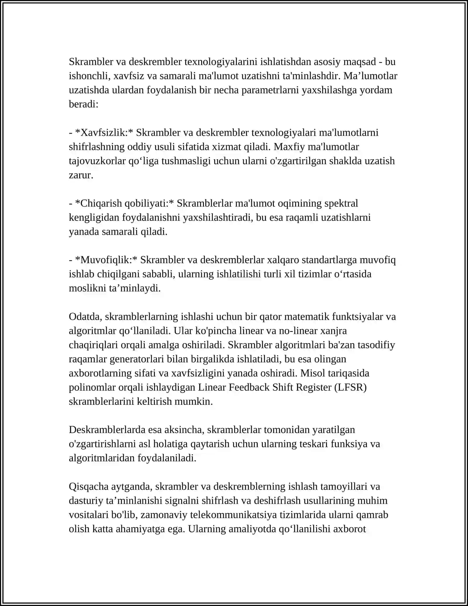 SKREMBLER VA DESKREMBLER YORDAMIDA SINXRONLASH 4