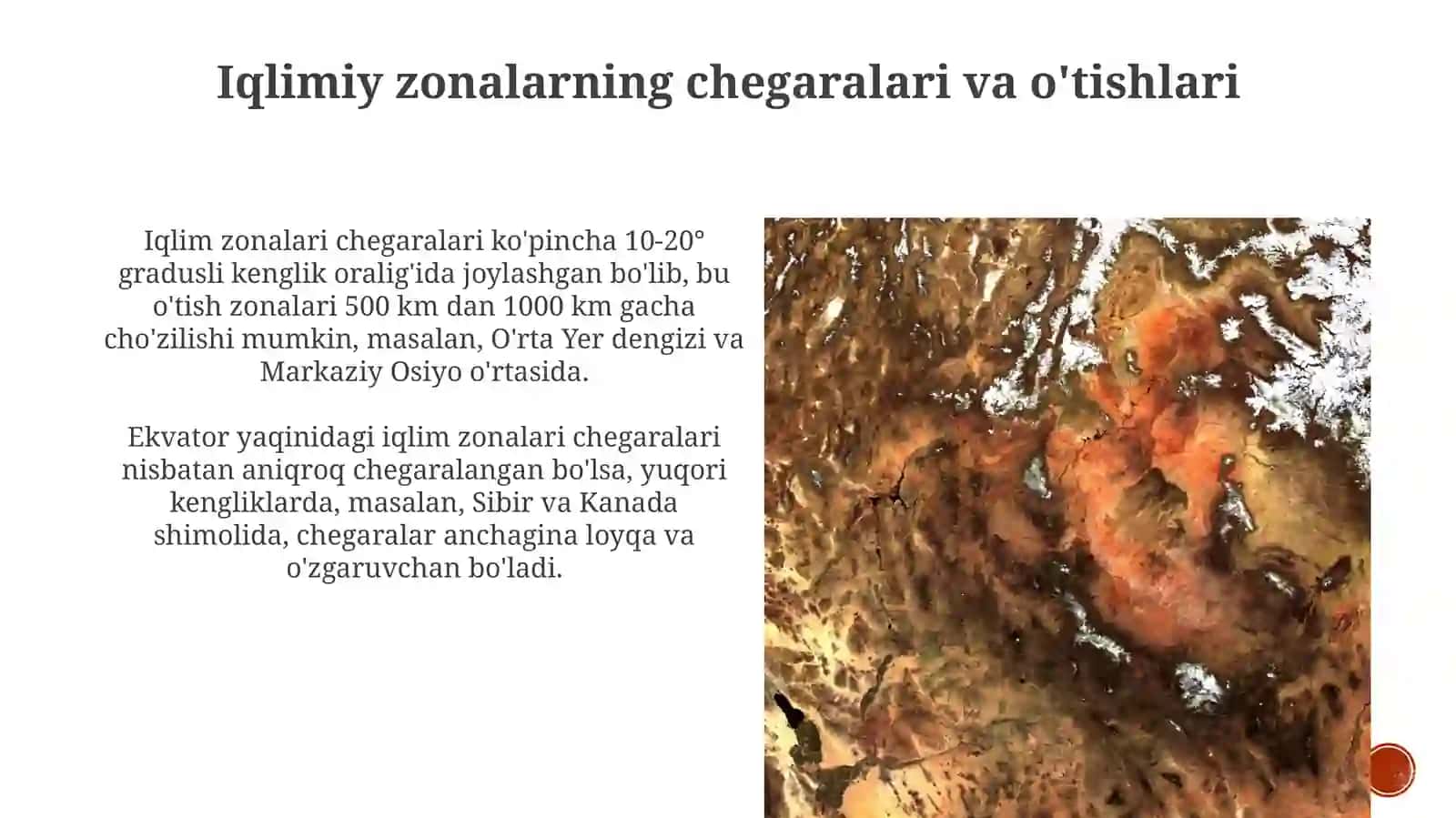 Iqlim mintaqalari va ularning farqli xususiyatlarini (xaritaga tushirish) 4